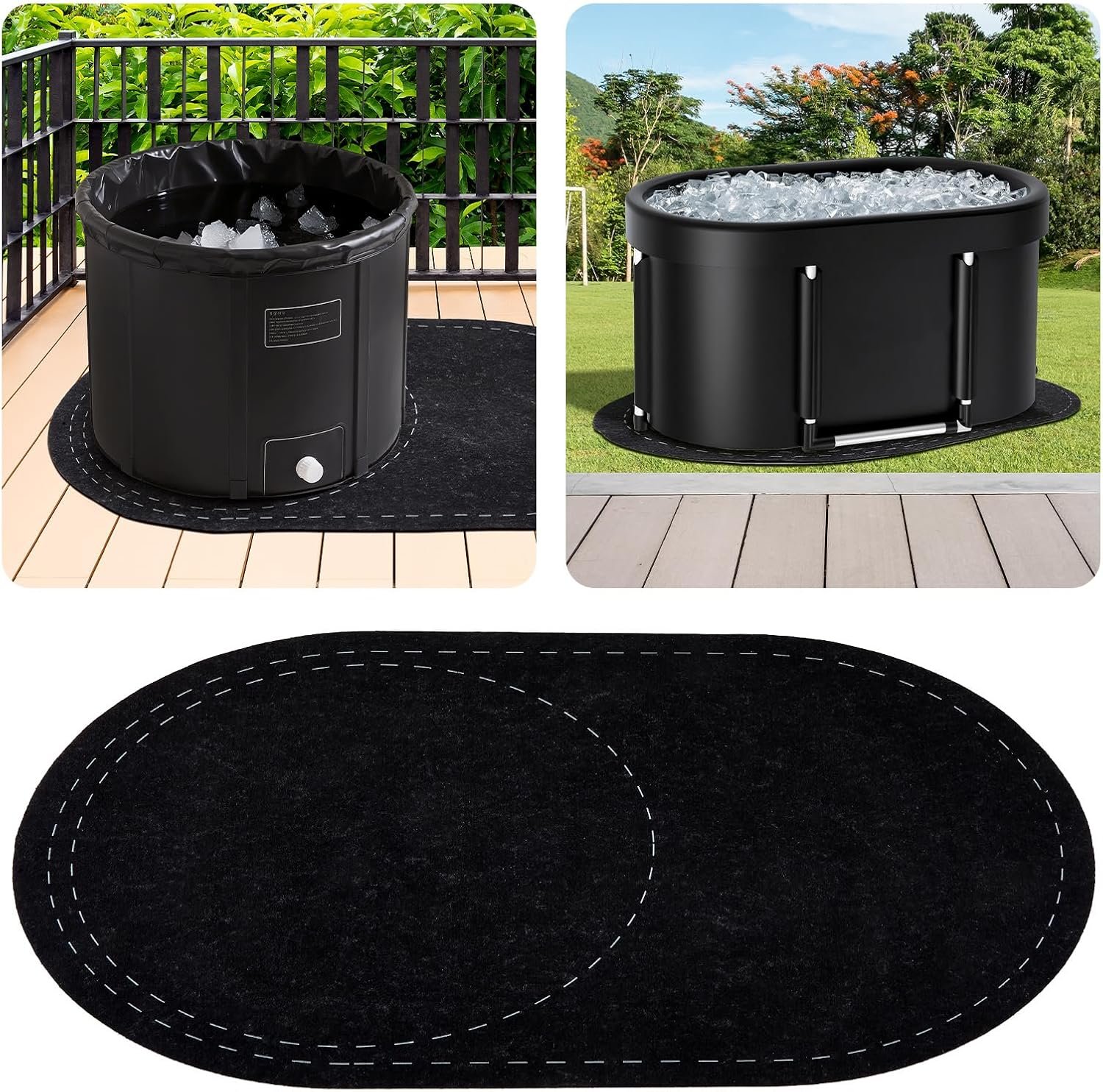 Drydiet Cold Plunge Mat Felt 63 x 40 Inch for Ice Bath Tub