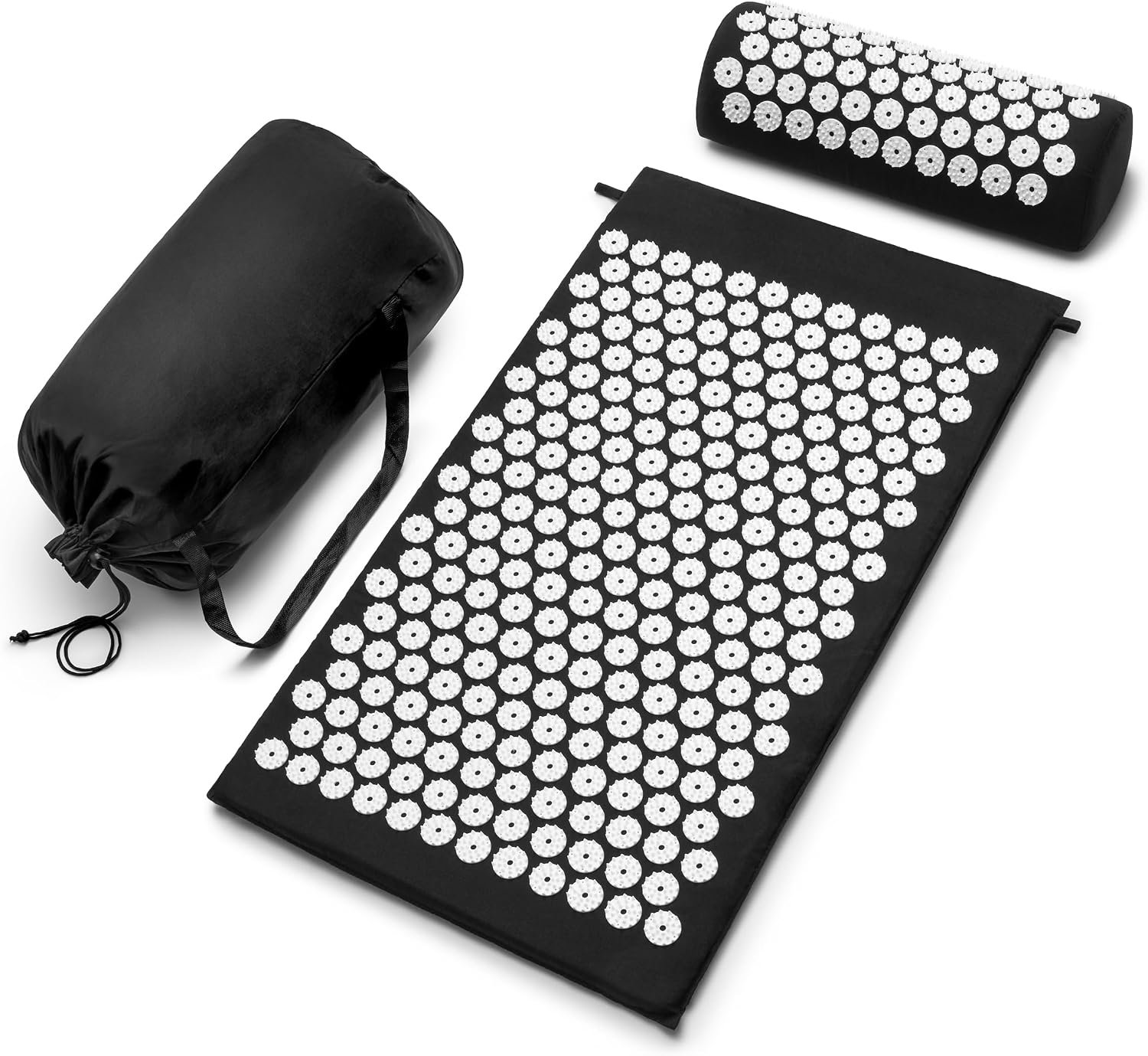 Sivan Acupressure Mat & Pillow Set for Back & Neck (Large, Black/White)