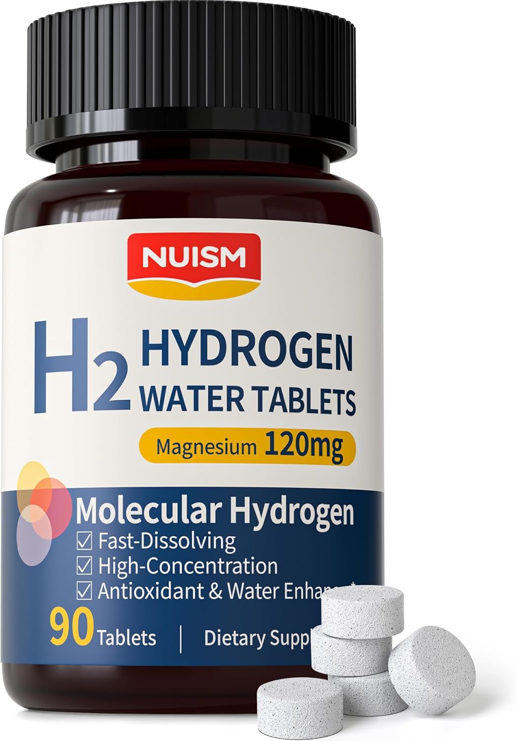 H2 Hydrogen Water Tablets – Molecular Hydrogen Tablets for Drinking Water with Magnesium, 12 PPM Antioxidant for Muscle Recovery, Cellular Energy, Metabolism, Hydration, Brain & Gut Health 90ct