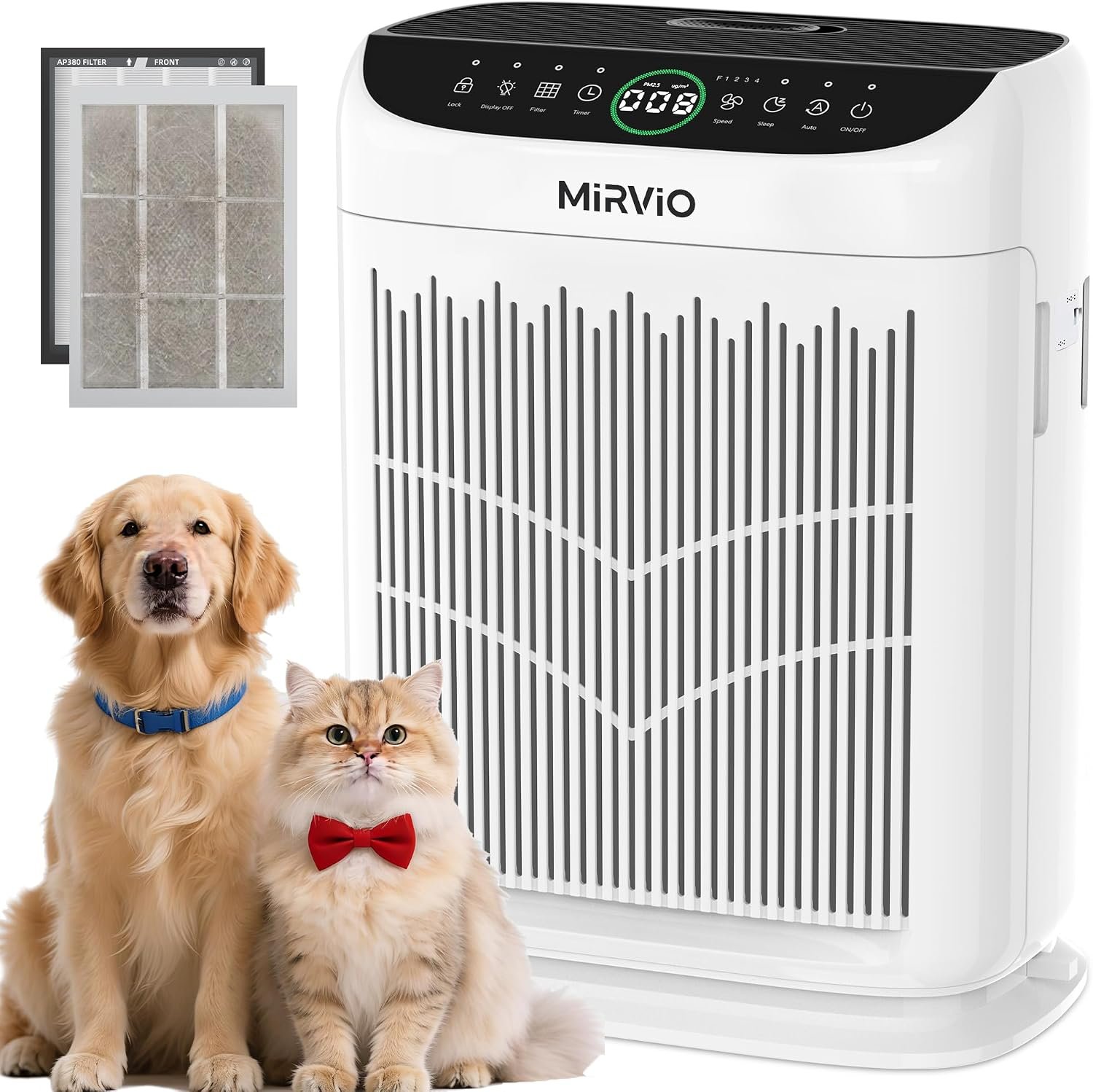 Air Purifiers for Home Bedroom Large Room Up to 3000 Ft², HEPA Air Cleaner with Washable Double-Side Filter, PM2.5 AQI,Timer,15dB Sleep Mode for Pet, Dander, Dust, Pollen, Odors, White