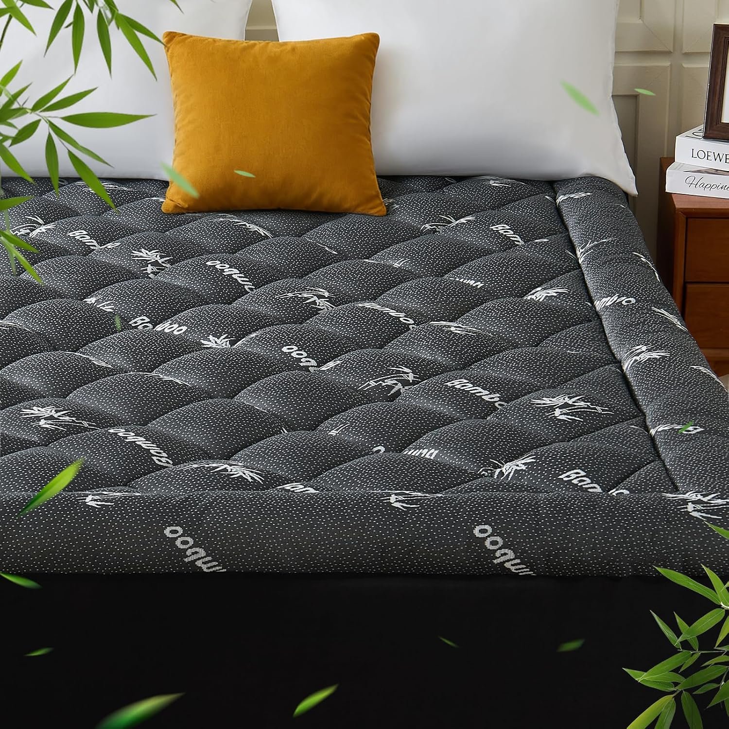 Queen Mattress Topper, Bamboo Viscose Thick Pillow Top Mattress Pad