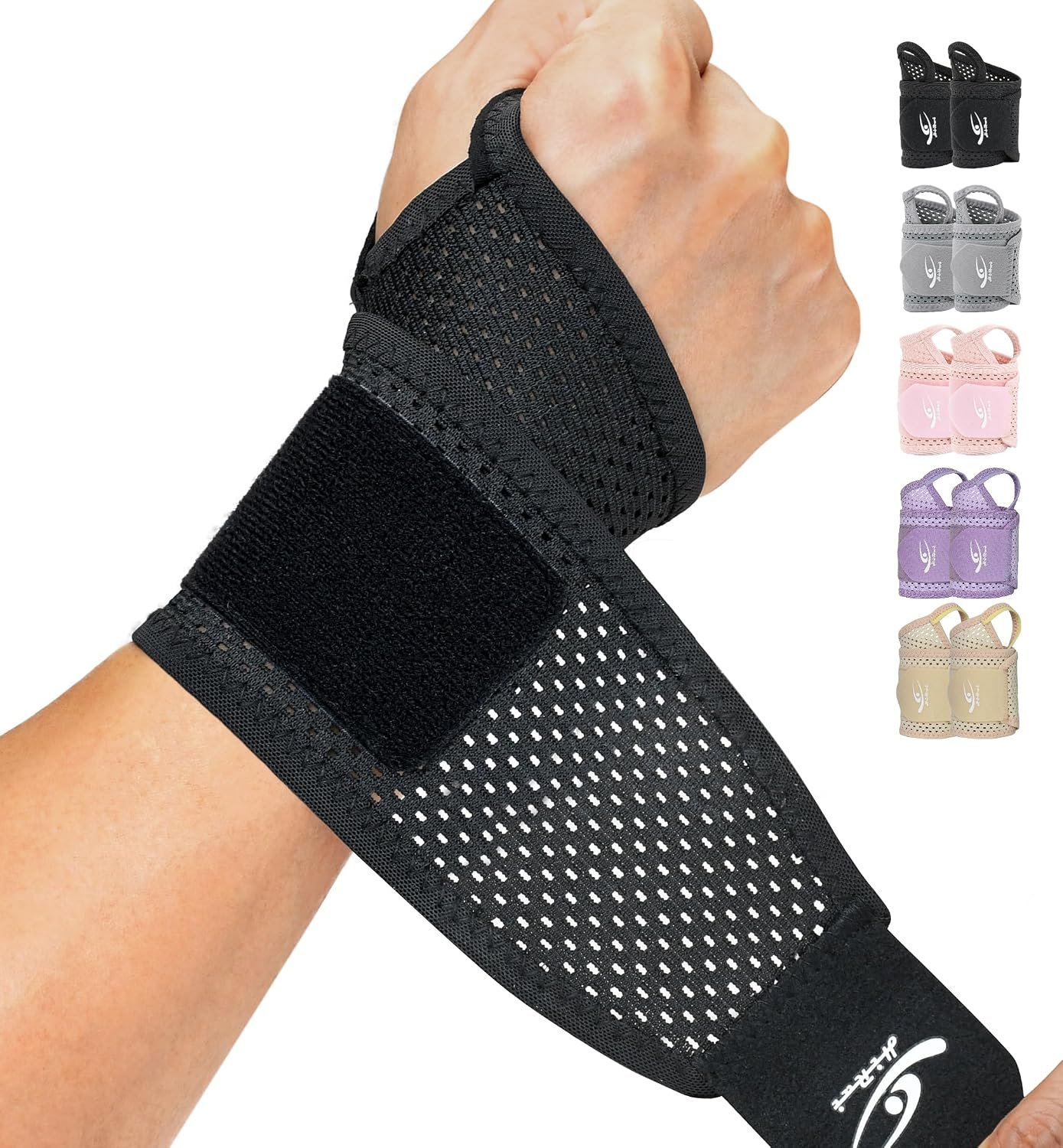 HiRui 2-Pack Ultra-Thin Mesh Wrist Wraps – Breathable, Adjustable Wrist Support for Workouts & Daily Use – Unisex Wrist Brace for Pain Relief, Tendonitis, Carpal Tunnel – One Size Fits All (Black)