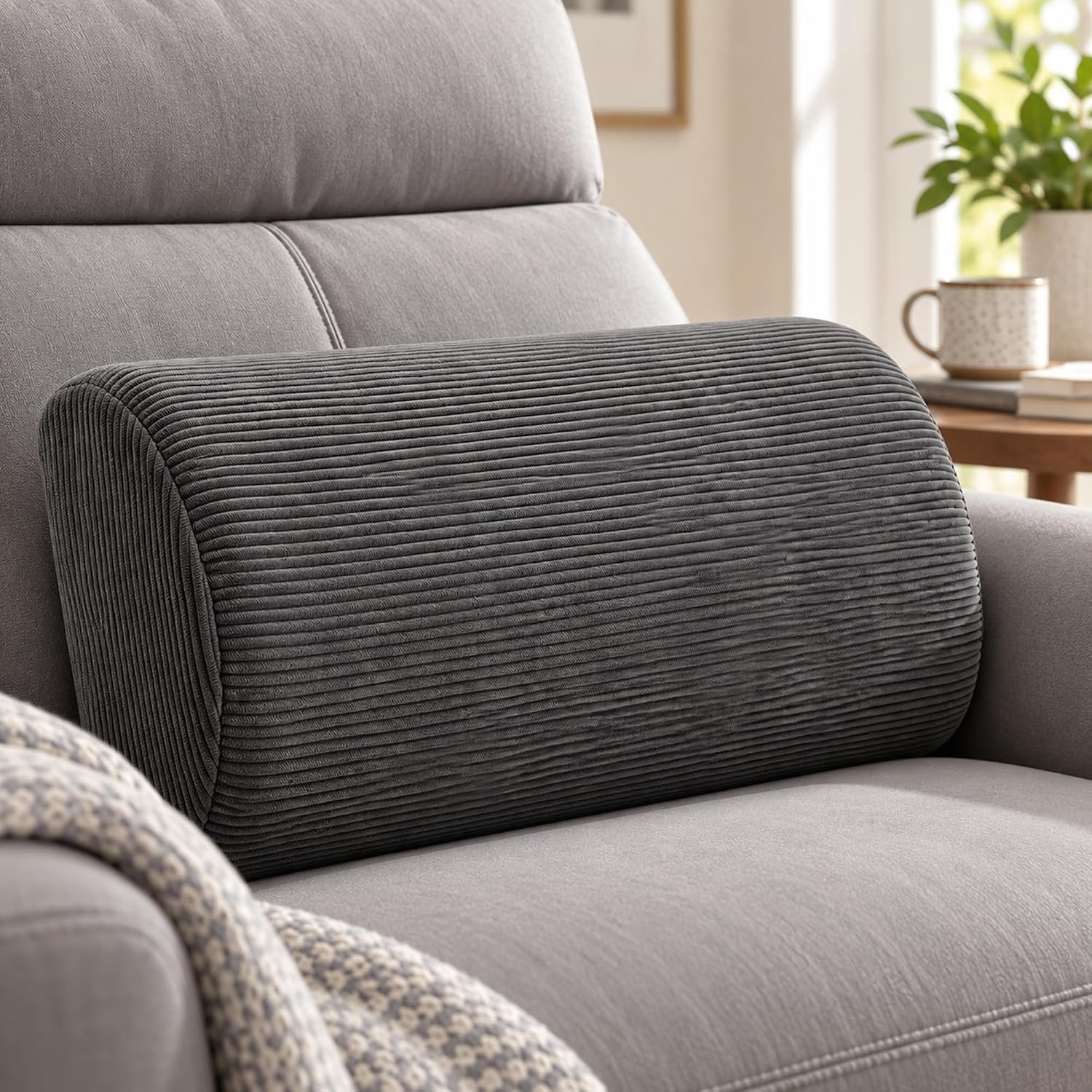 XIAIJIA Lumbar Support Pillow for Couch, Recliner Chair, Office, Gray