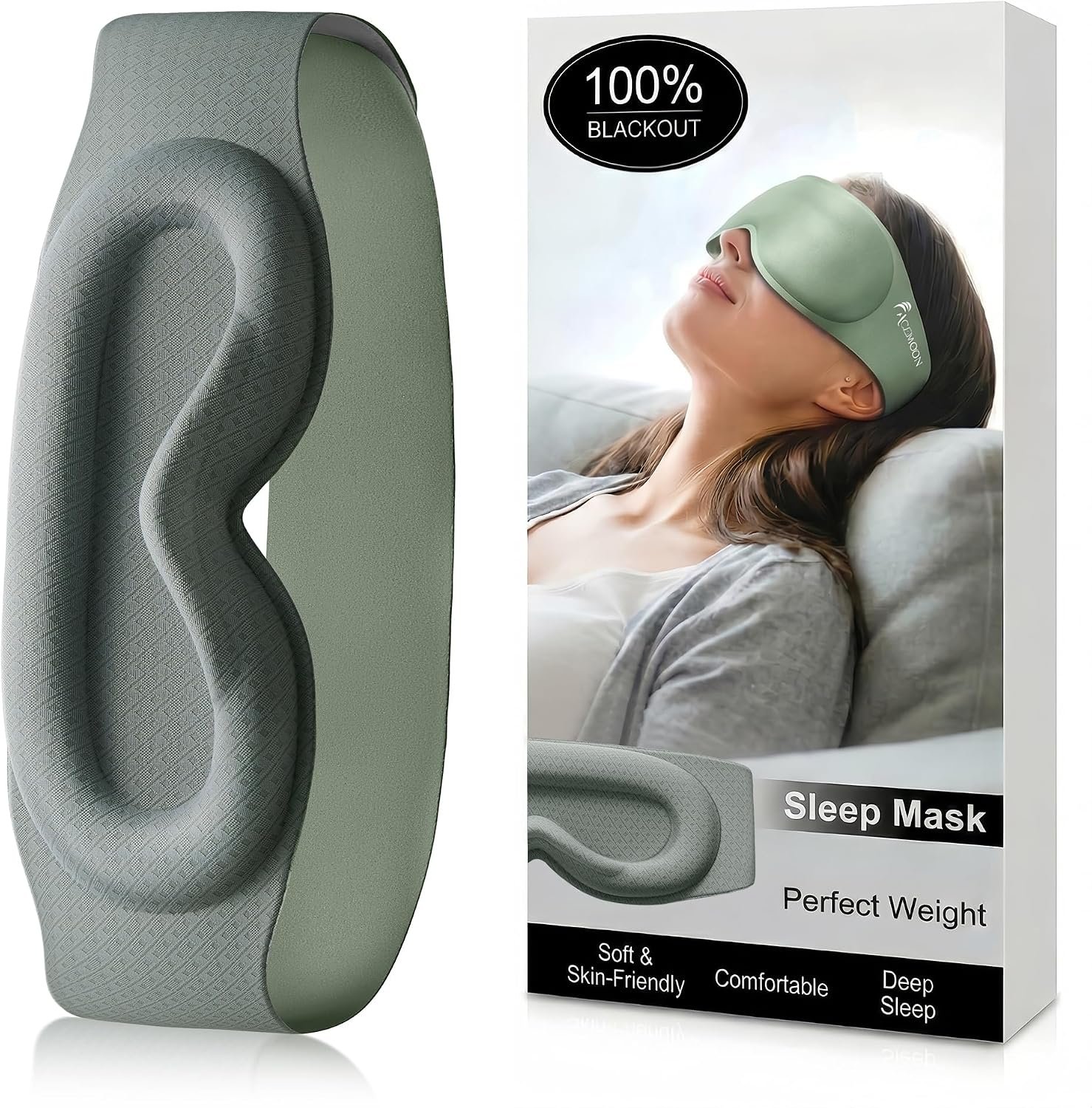 100% Blackout Weighted Sleep Mask: 3D Contoured Eye Mask with Full Coverage for Lash Extension – Soft Memory Foam,Adjustable Size – Eye Cover for Airplane Travel Essential,Meditation Blindfold