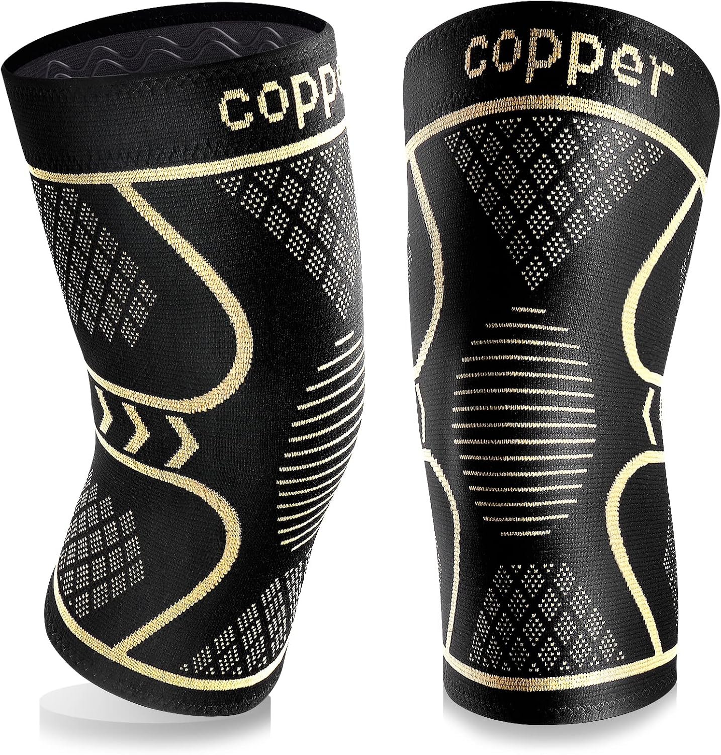 Copper Compression Knee Brace for Knee Pain Women & Men (2 Pack, Medium)