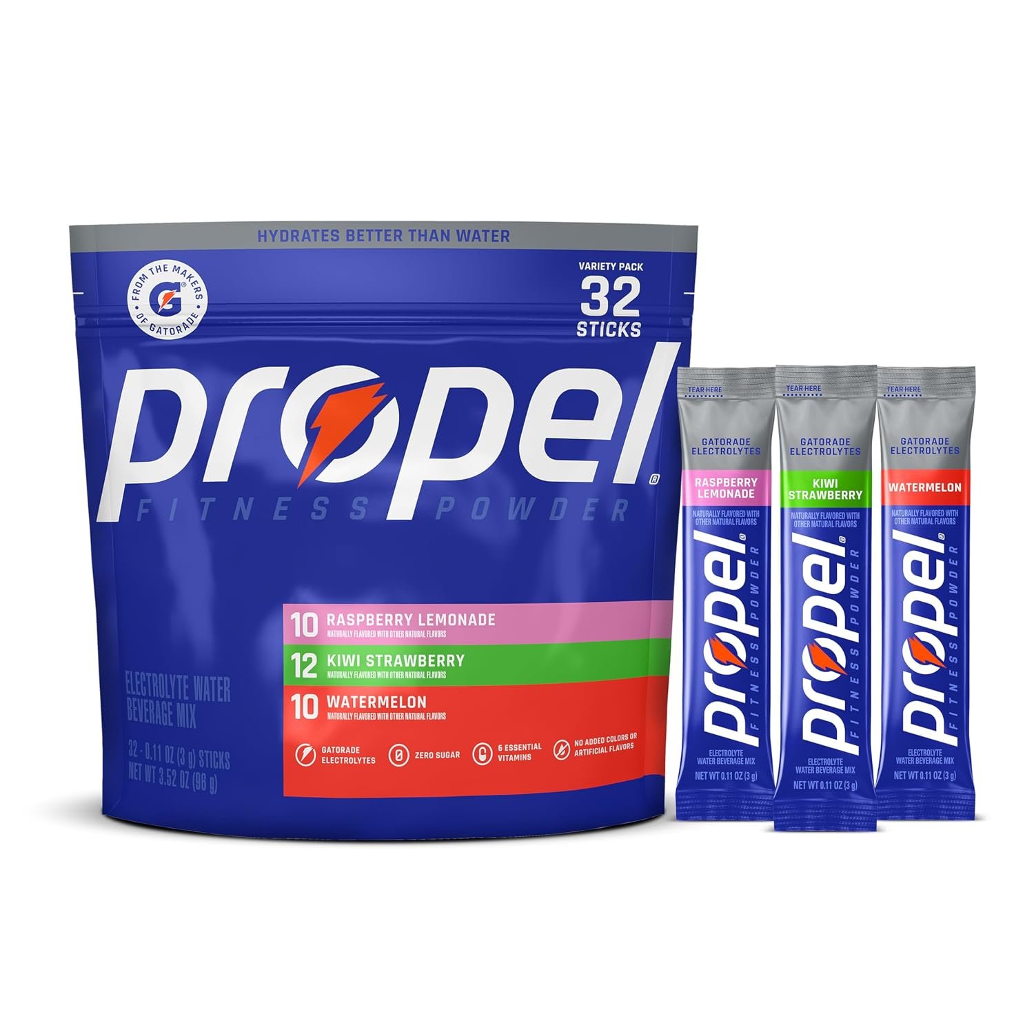 Propel Electrolyte Powder Drink Mix, 3 Flavor Variety Pack (32 Servings)