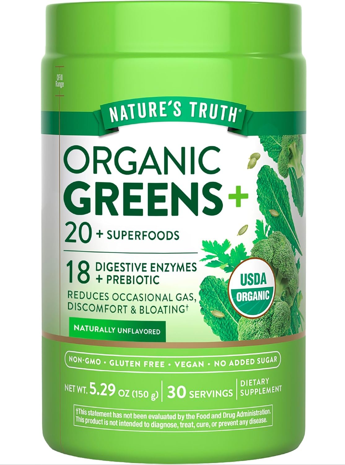 Nature’s Truth Organic Greens Blend Powder | 20 Plus Superfoods