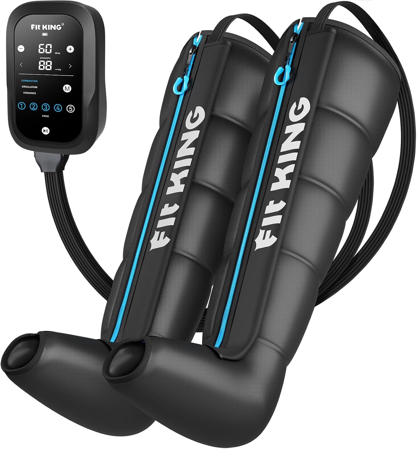 FIT KING Pro Leg Massager Athlete Compression Recovery Boots Cordless M
