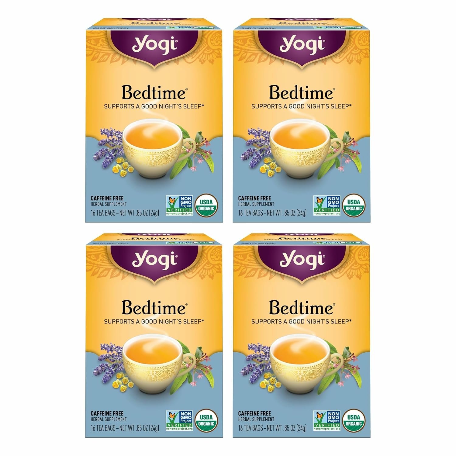 Yogi Bedtime Chamomile Herbal Tea, 16 Tea Bags (4 Pack)