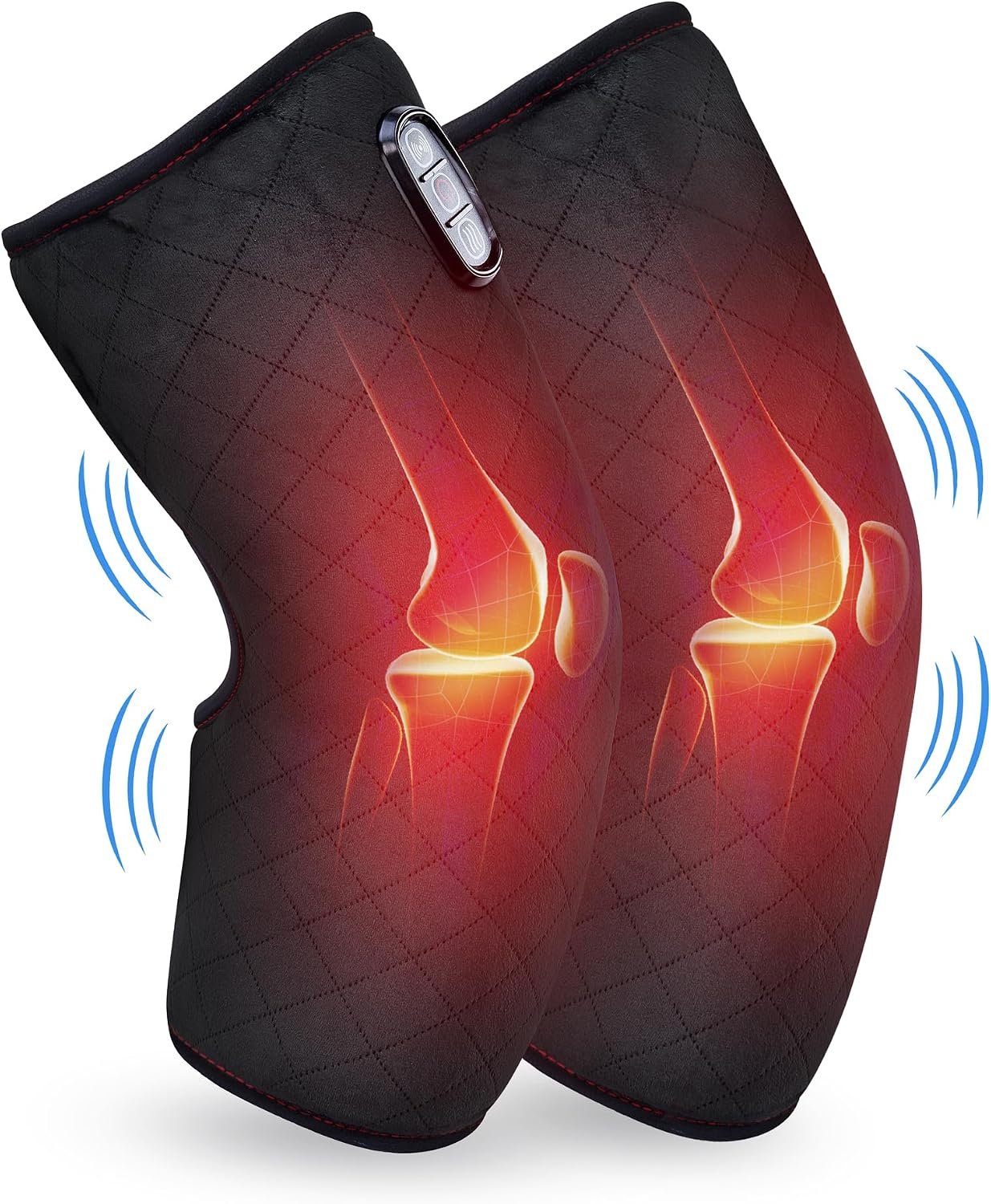 COMFIER Knee Massager, Plug-in Knee Heating Pad with Heat and Vibration, Pair of Heated Knee Wraps for Both Knees, 5 Modes, 2 Heat Levels, 30-Min Timer, FSA Eligible HSA