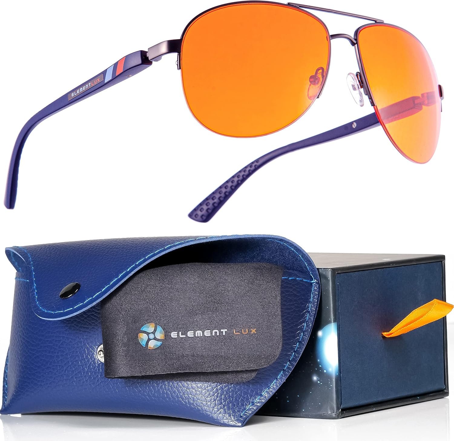 Blue Light Blocking Glasses Amber Lenses | For Eyestrain Relief, Better Sleep, Computer Screen Blockers