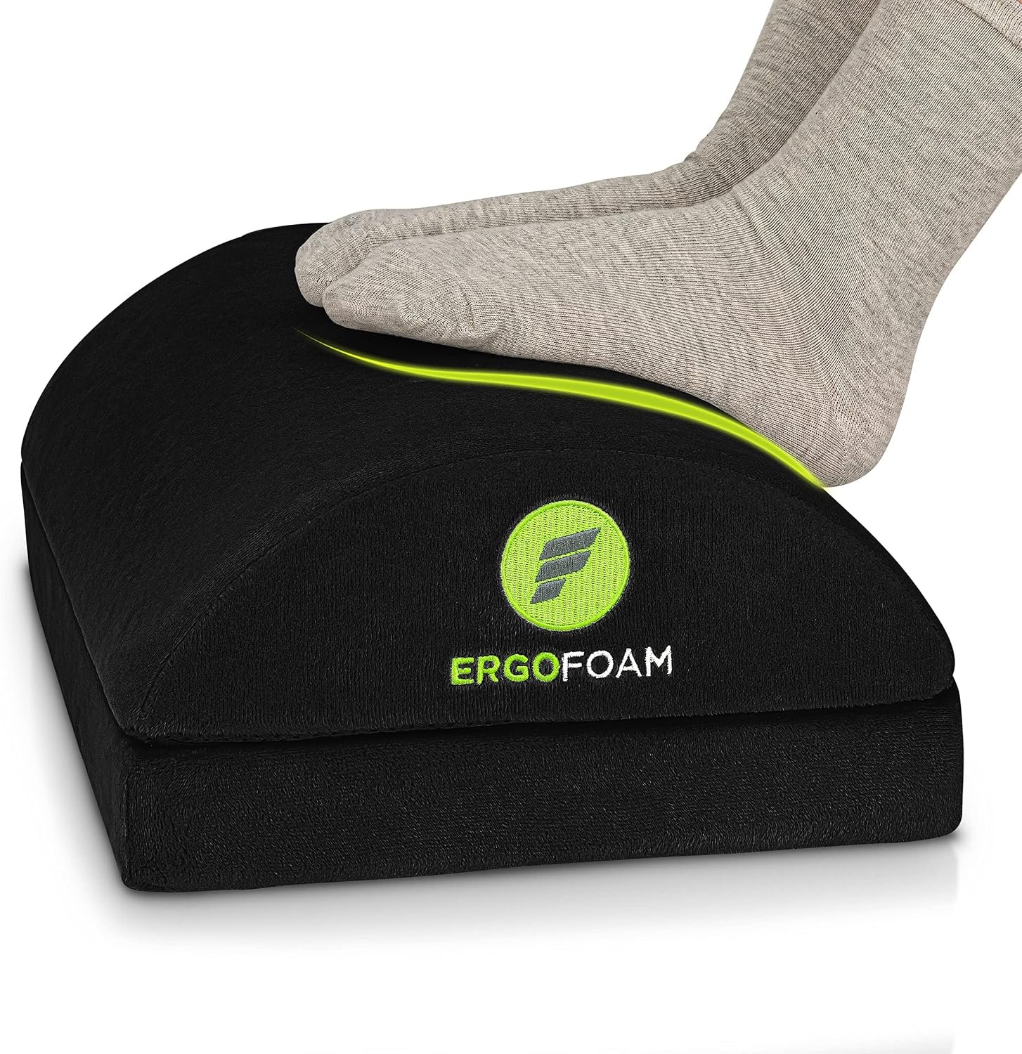 ErgoFoam Foot Rest for Under Desk at Work Adjustable – Chiropractor-Endorsed, High-Density Foam, Velvet (Black)