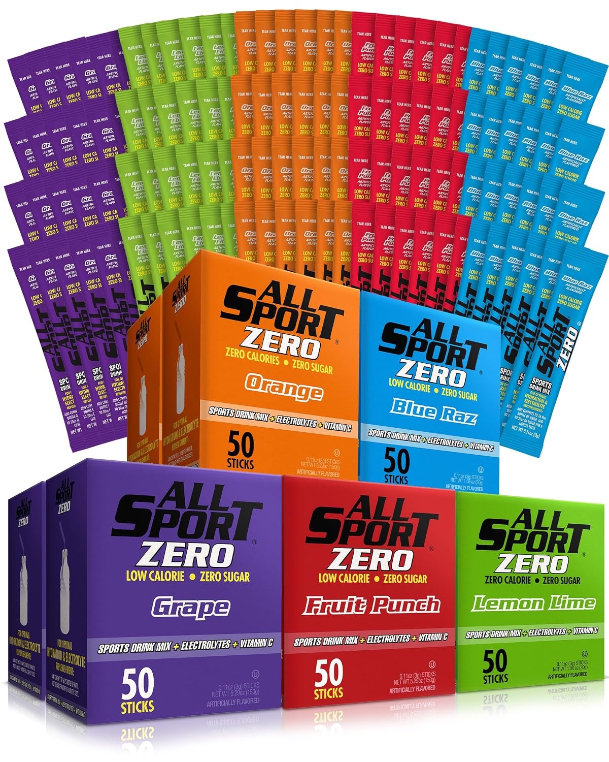 All Sport Zero Variety Powder Sticks, Sugar Free Electrolytes Pack of 500