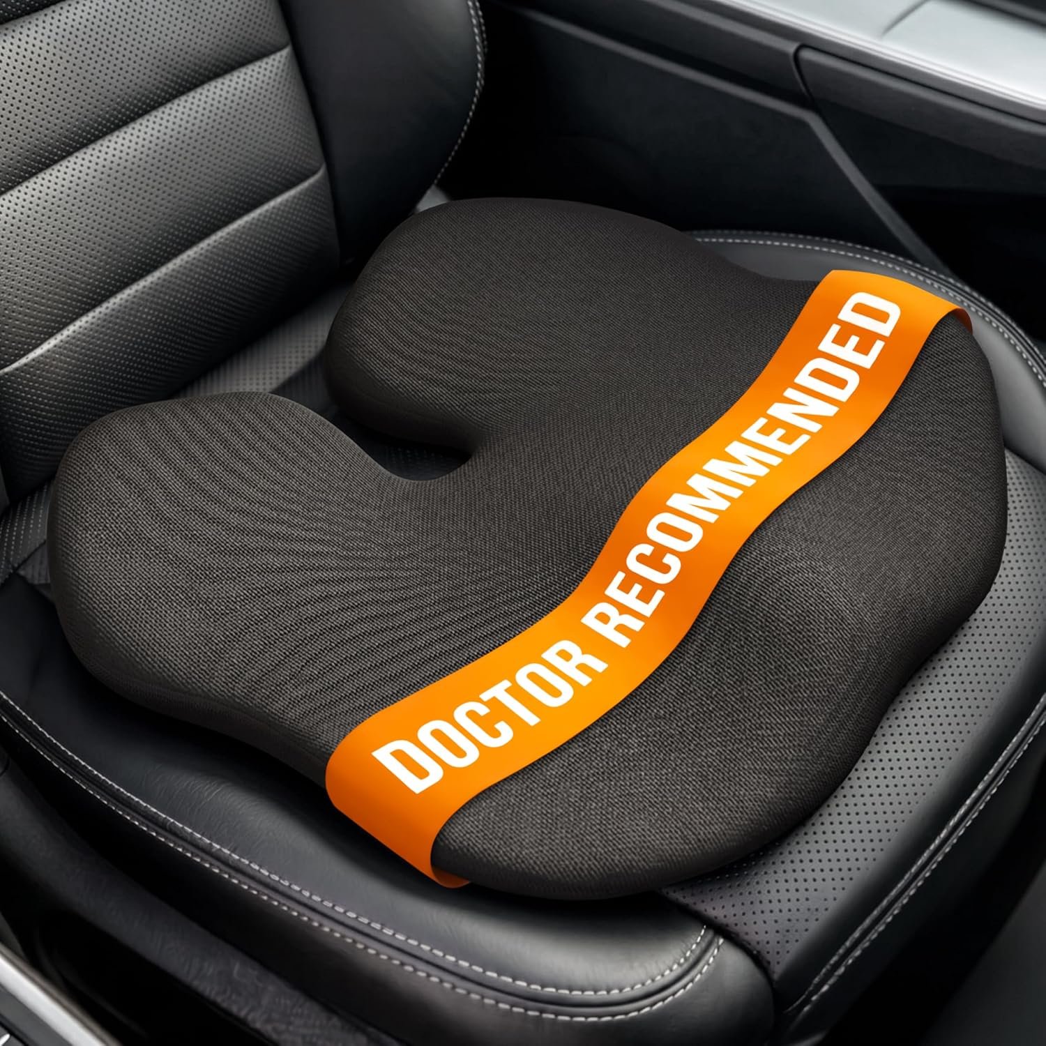 Everlasting Comfort Car Seat Cushion for Driving – Orthopedic Car Cushion for Office, Travel, Gaming Chair Memory Foam Driver Booster for Short People, Non-Slip, Washable Cover, Back & Sciatica Relief