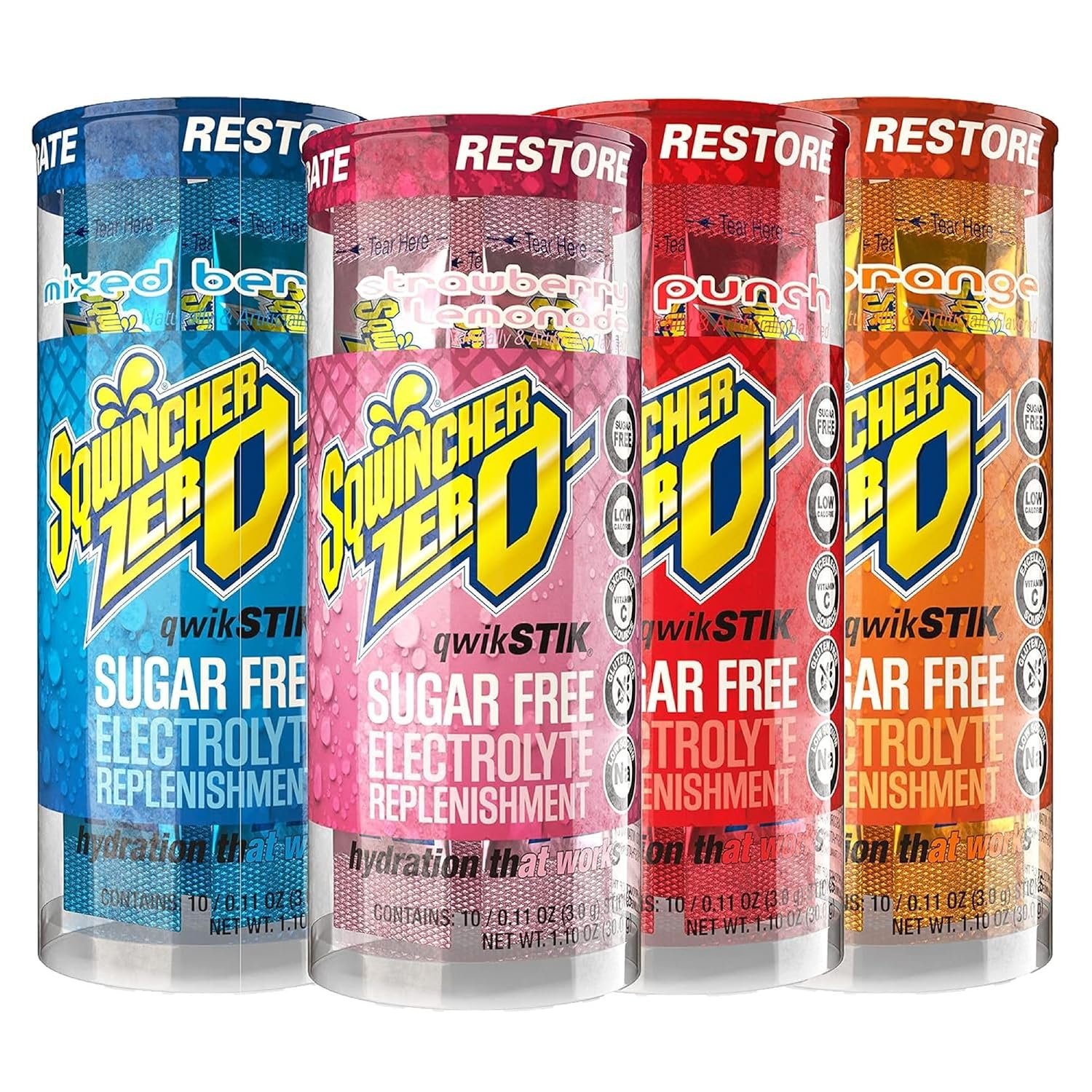 Sqwincher Qwik Stik, Sugar Free, Assorted Flavors, .11oz Packet, 200 Pack