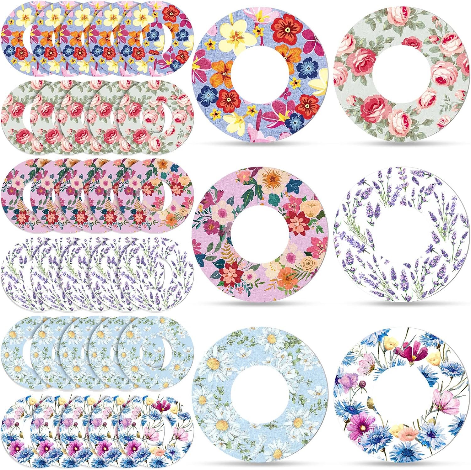 Weewooday 36 Pack Adhesive Patch with Flowers Cgm Patches Waterproof Covers